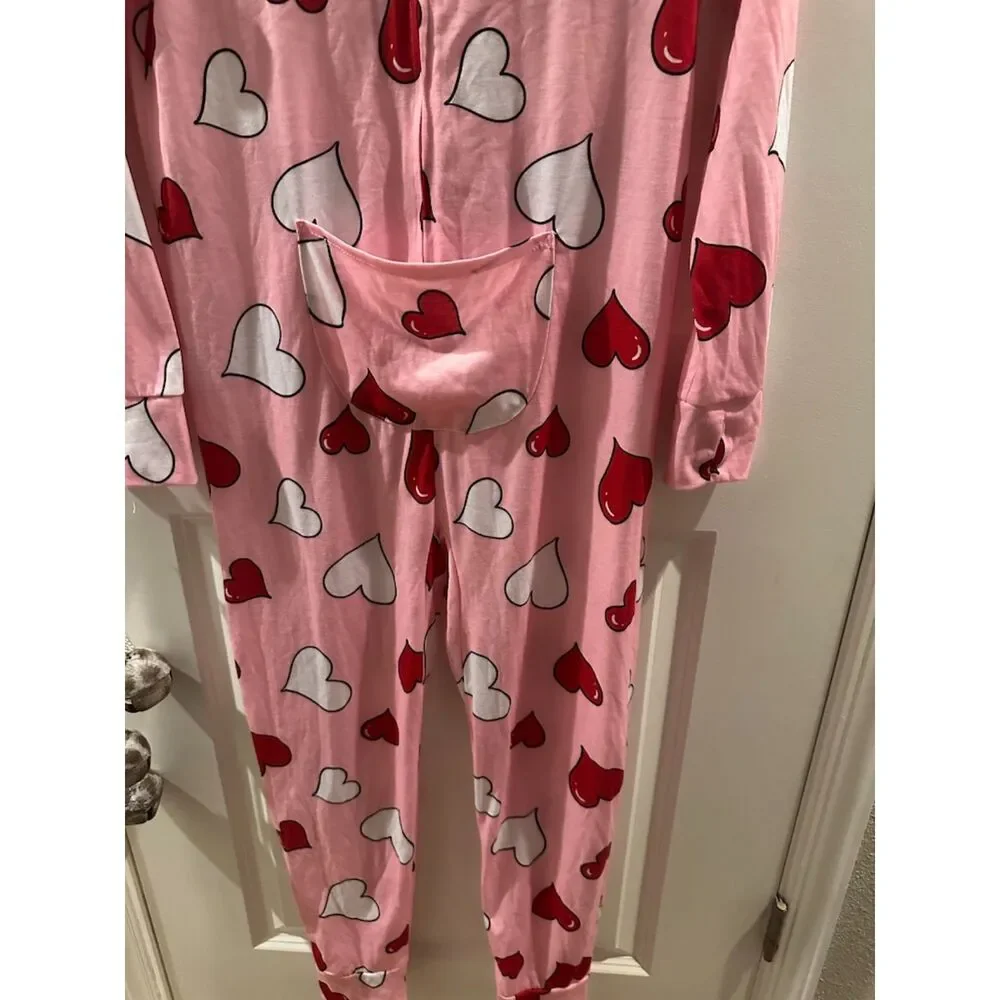 NWOT Justice Heart Print Girl Onesie Pajamas Size 12